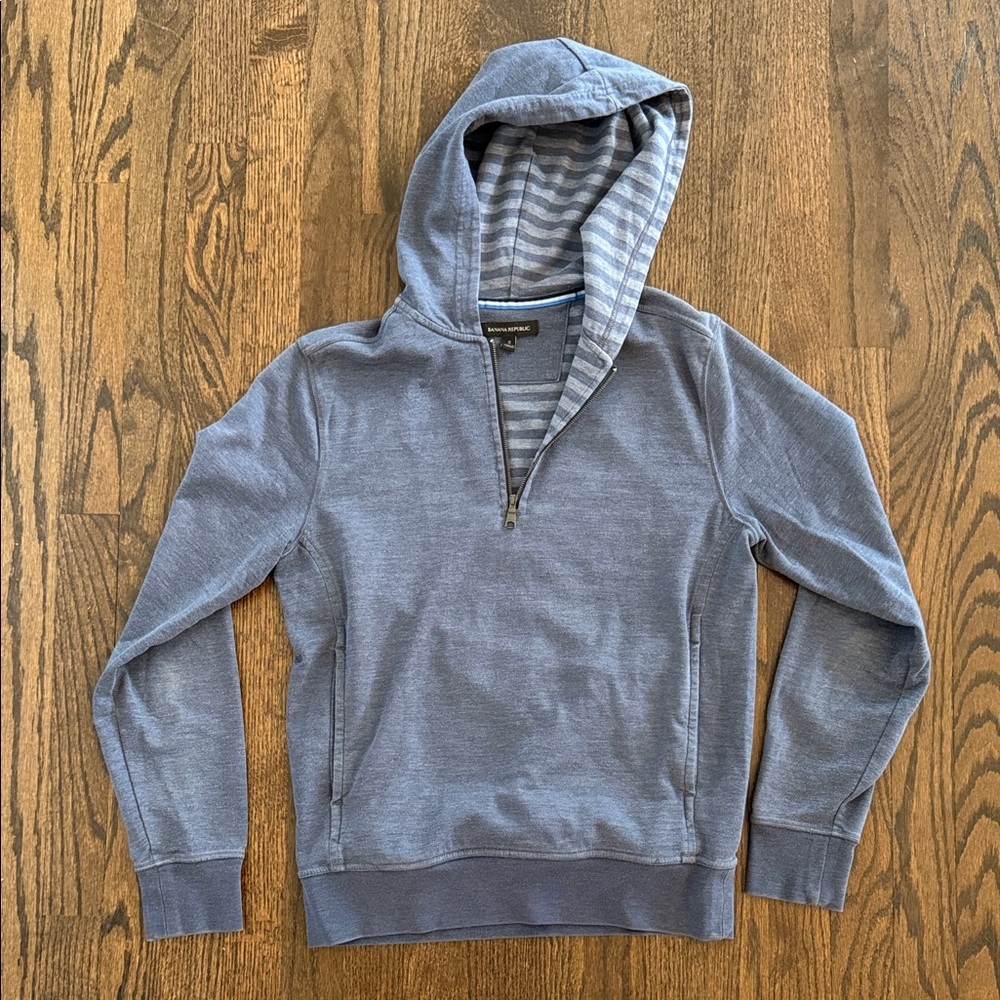 Men's Banana Republic Blue Half-Zip Hoodie Sweater Small